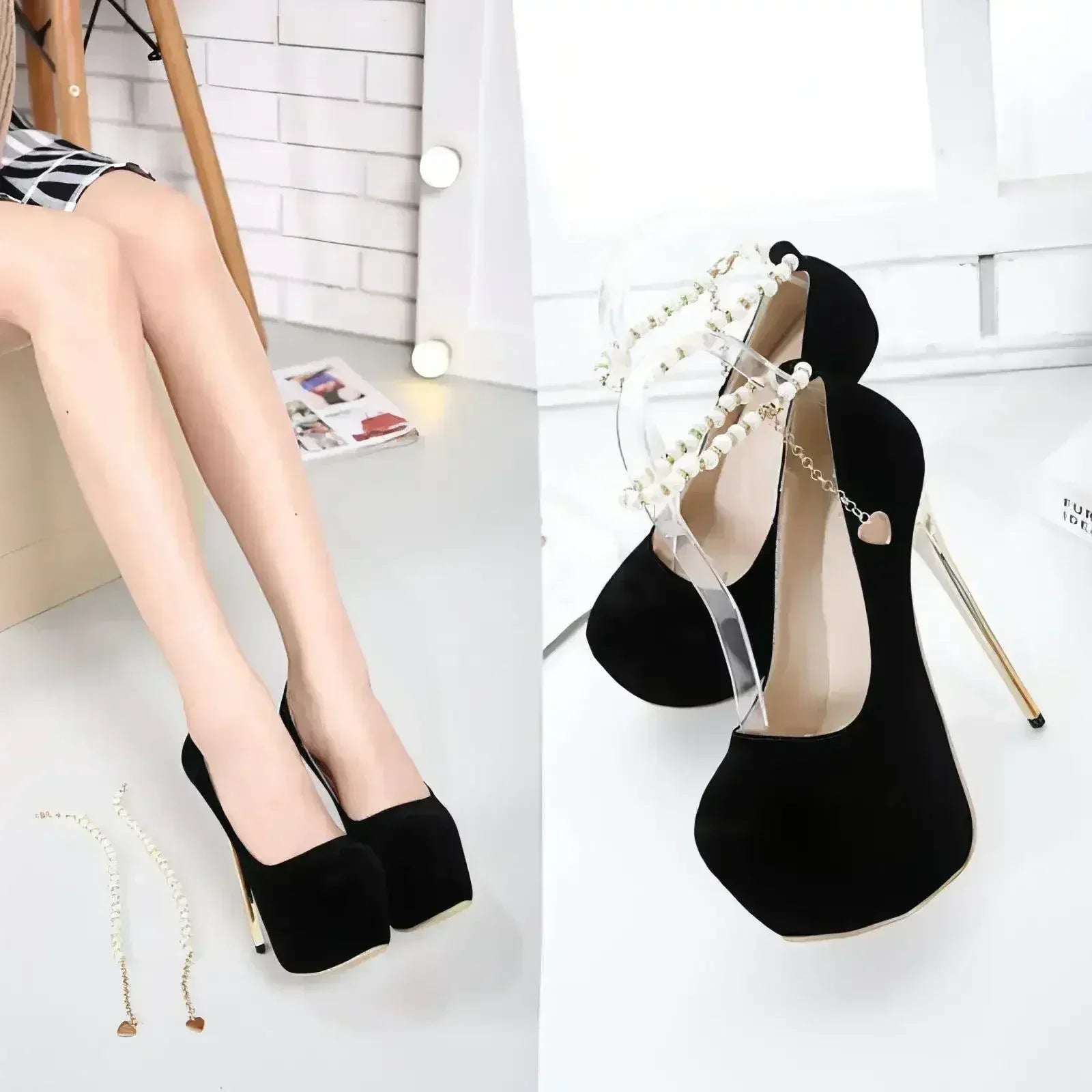 Femstylo high heel platform pumps with sleek design, stiletto heels, perfect for work or party occasions.
