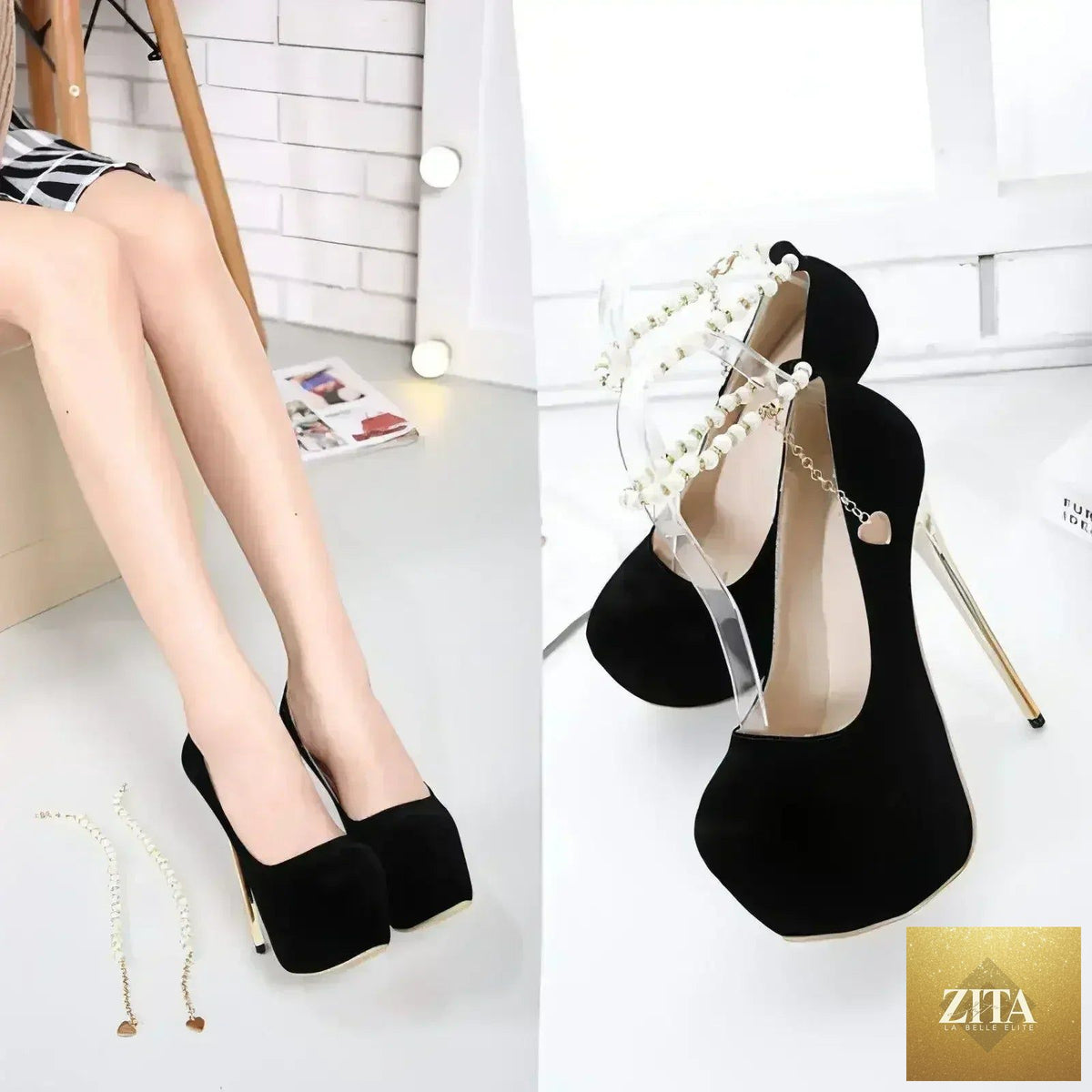Femstylo high heel platform pumps with sleek design, stiletto heels, perfect for work or party occasions.
