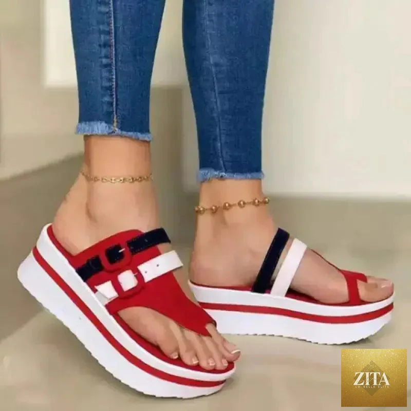Women's wedge heel platform sandals by Trendy Attic Store01, featuring open-toe design and comfortable slip-on style.