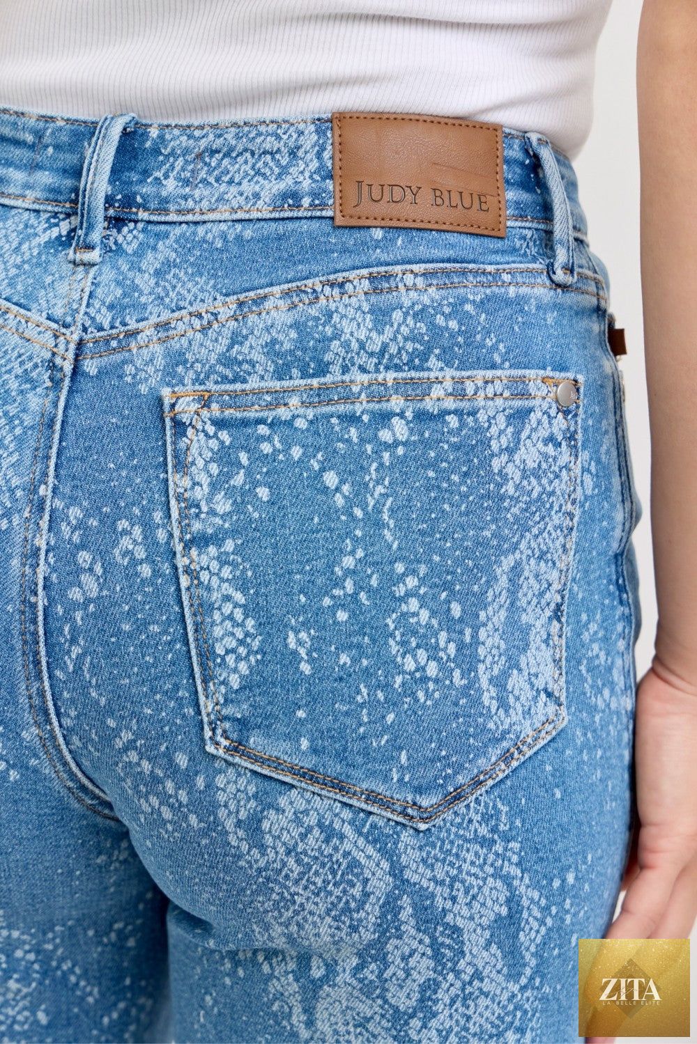 Wild and Free Boutique Judy Blue high rise ankle wide leg jeans, showcasing the denim fabric and wide ankle-length fit.