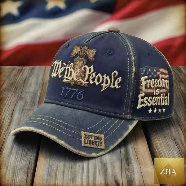 Women's embroidered cotton baseball cap with retro letter style, featuring adjustable strap and classic design by Zita La Belle Elite.