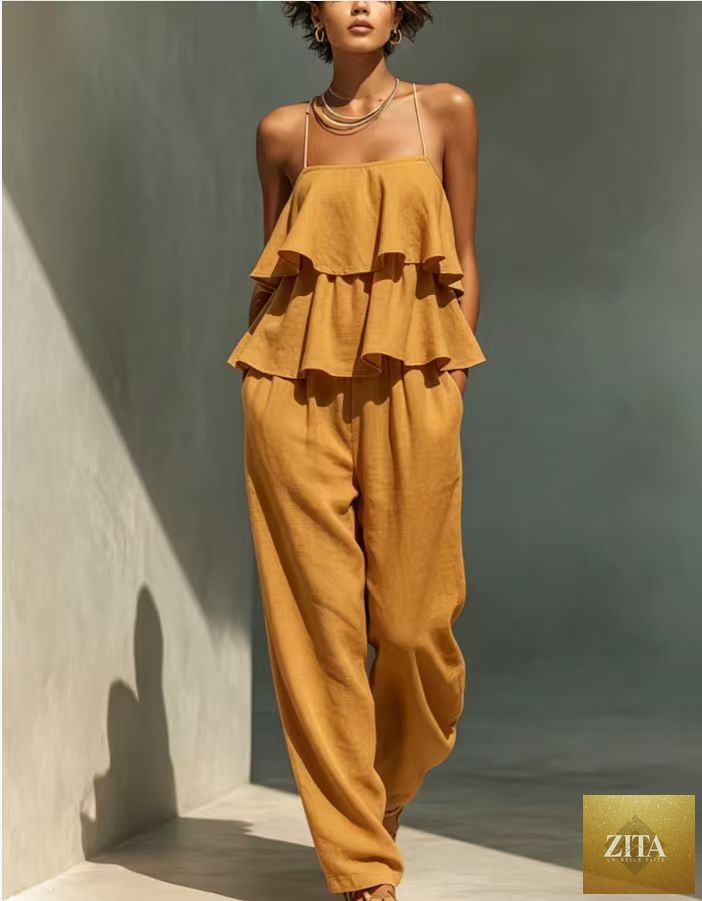Zita La Belle Elite women's sleeveless camisole top and casual pants set, stylish and comfortable casualwear ensemble.