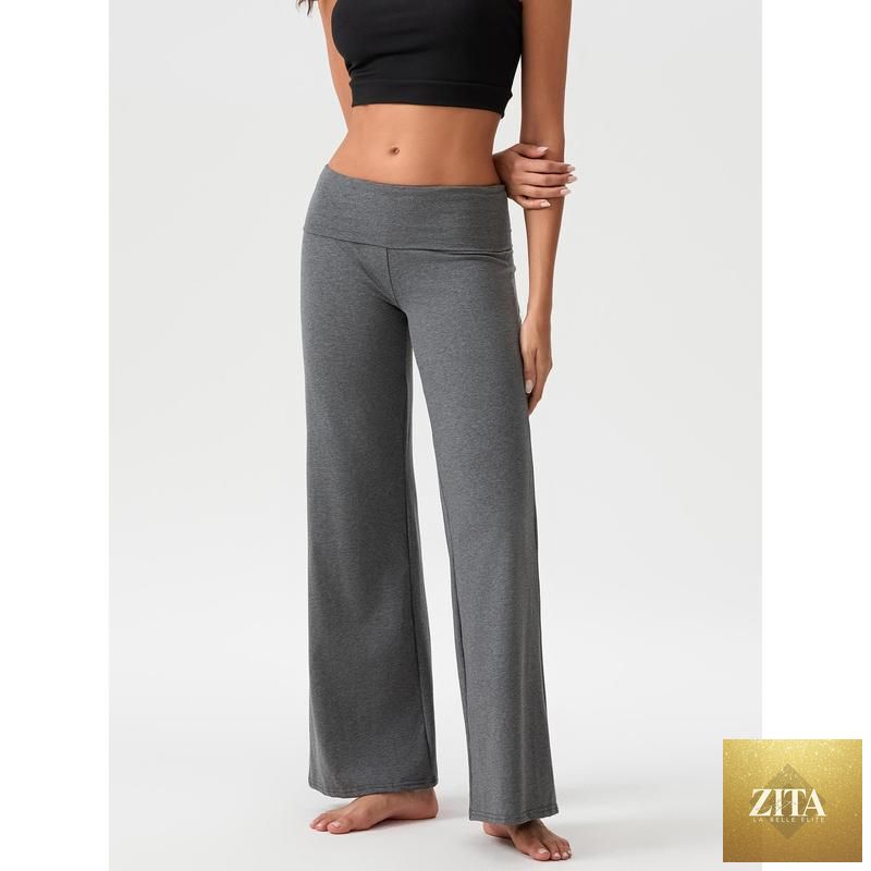 Women's loose-fit foldable casual pants by My Store, perfect for spring and summer, shown in a relaxed, comfortable fit.