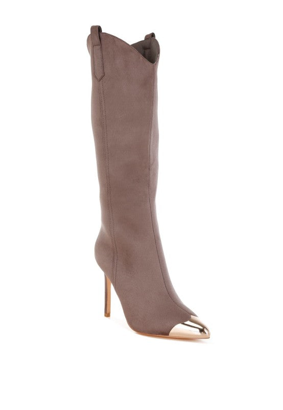 Ridda Metallic Cap Toe Denim Boots
