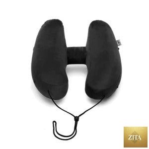 Comfortable travel neck pillow by Social Buzz eSIMs, shown in soft fabric with ergonomic shape for neck support during journeys.