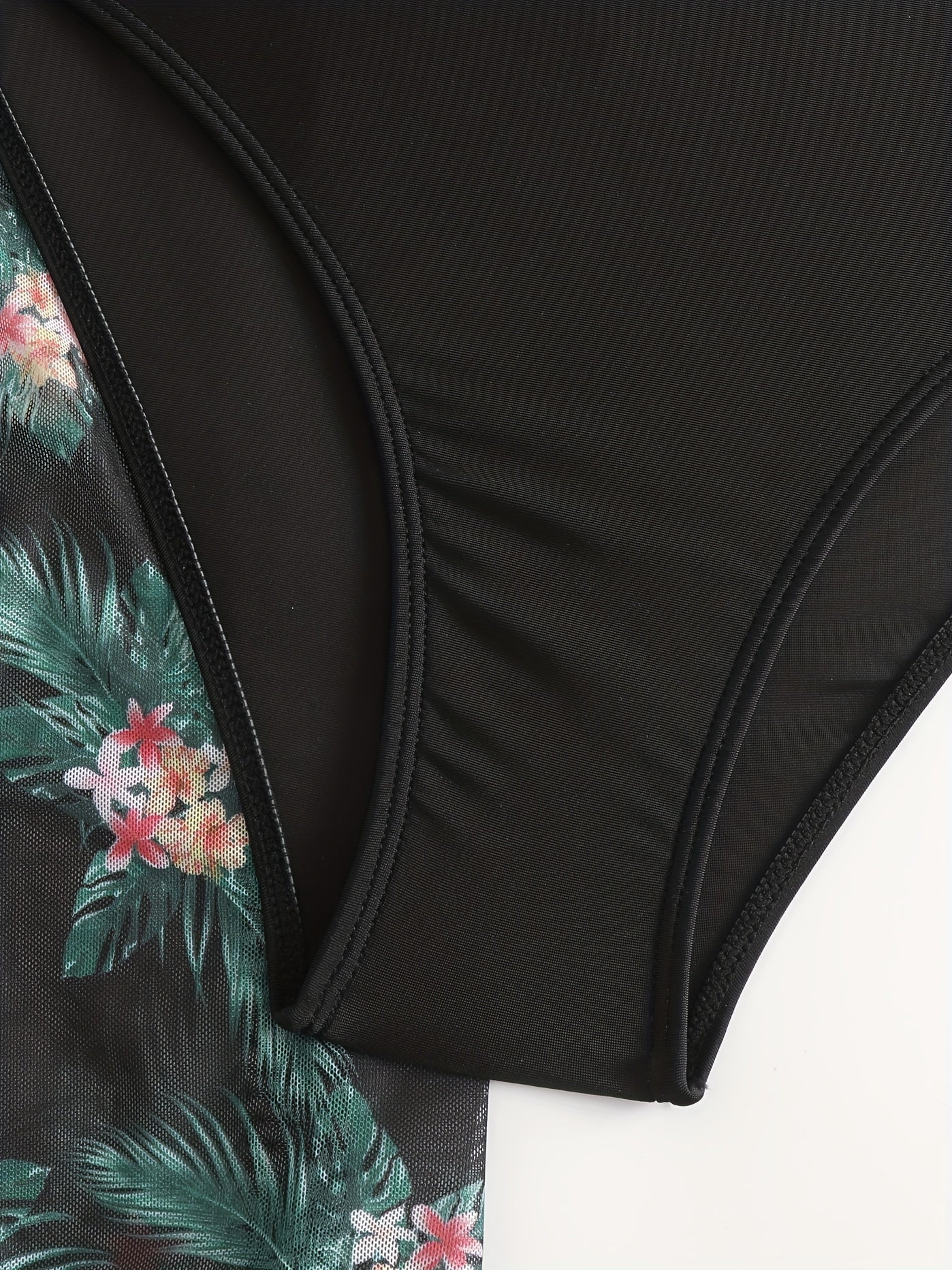 Stevvex tropical print 3-piece bikini set with high stretch fabric, crew neck mesh cover-up, perfect for summer beach and poolside.