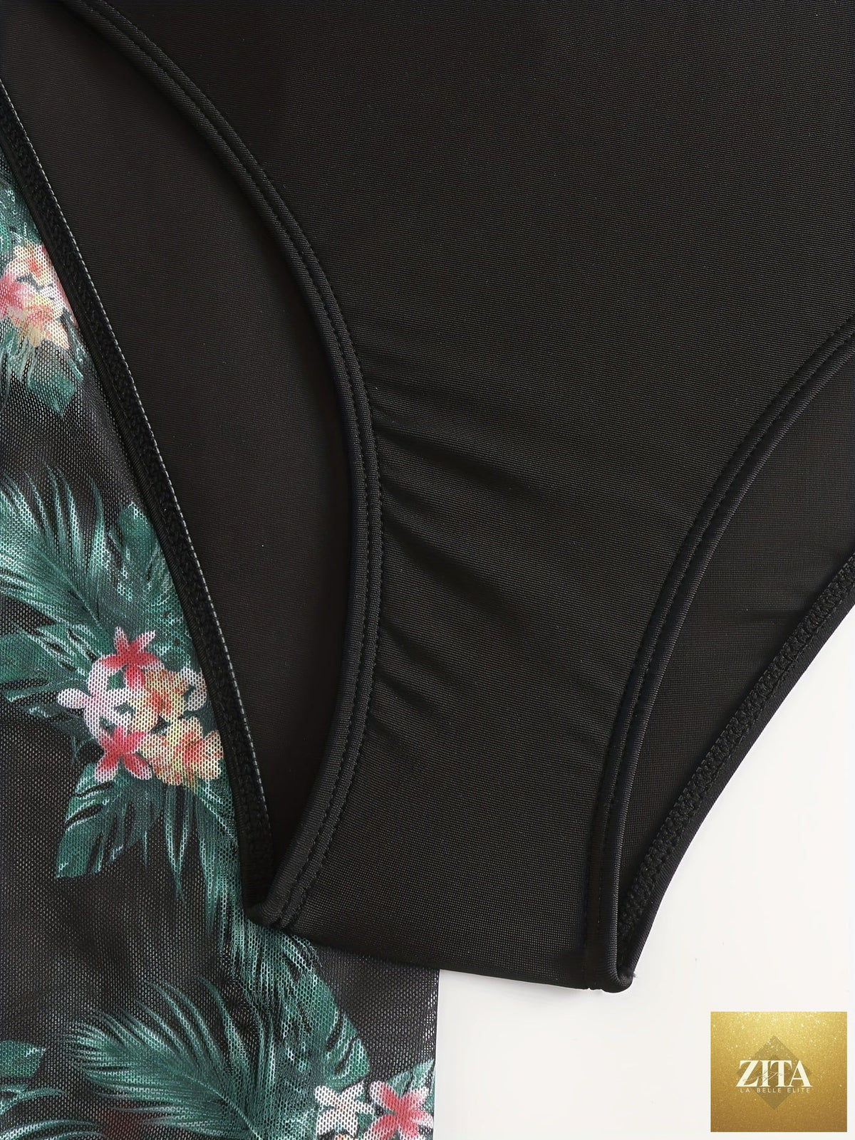 Stevvex three-piece tropical print bikini set with high stretch fabric, crew neck mesh cover-up, perfect for beach and poolside summer wear