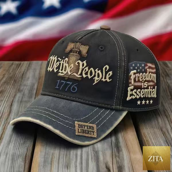 Women's embroidered cotton baseball cap with retro letter style from Zita La Belle Elite, featuring detailed embroidery and classic design.