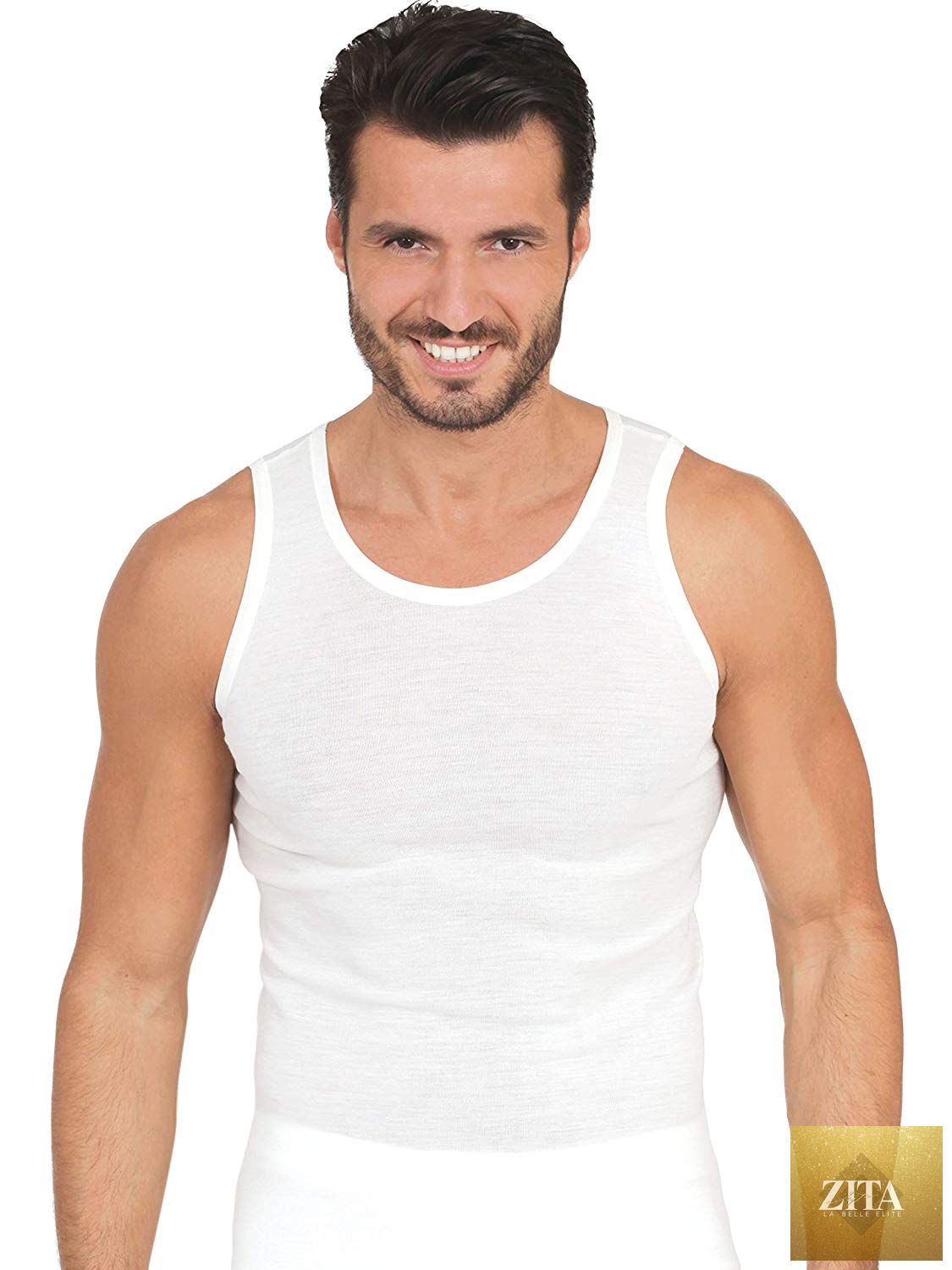 Tittimitti men's sleeveless shirt made from luxury merino wool blend, showcasing a stylish design, made in Italy.