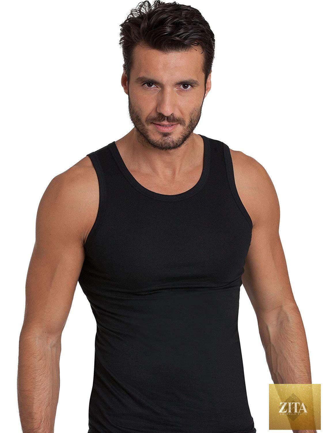 EGi Luxury wool silk men's sleeveless muscle tank top, made in Italy, featuring a fitted design and premium fabric.
