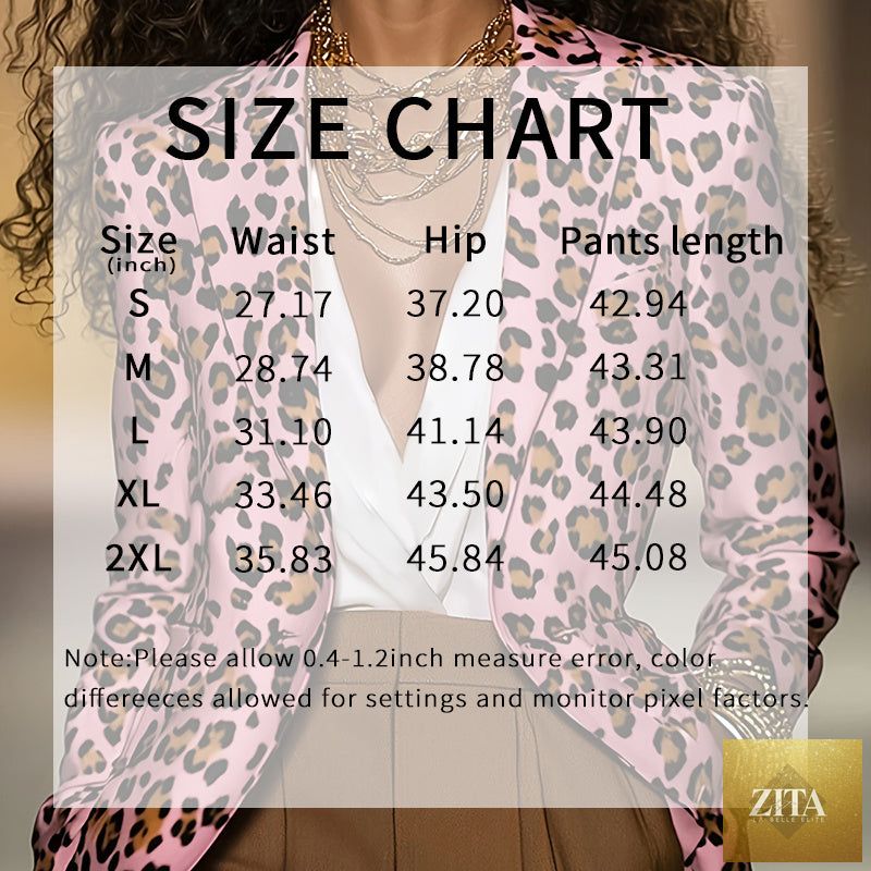Women's pink leopard blazer by FitiqueFit, casualwear style with tailored fit, shown on a model with lapels and long sleeves.