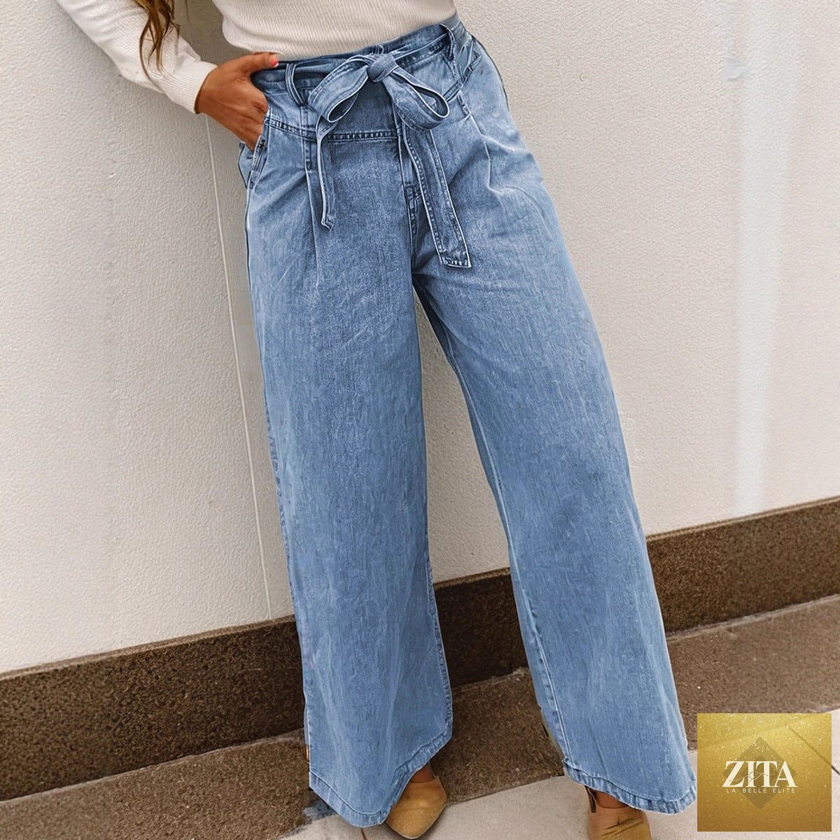Multi-functional Denim Jeans With Bow Details, Designed Specifically For Women