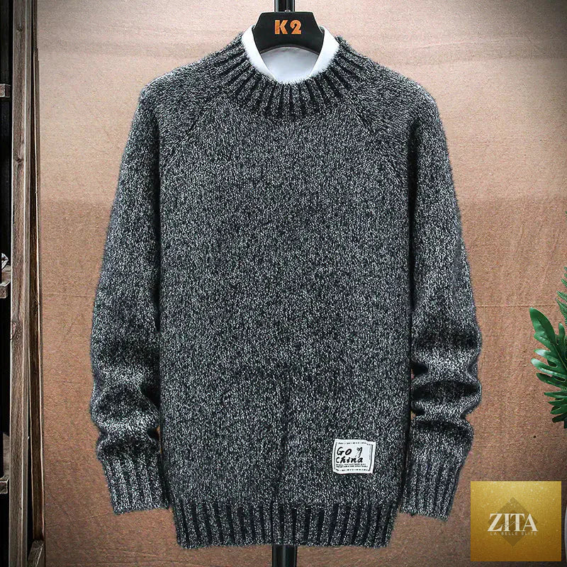 Men's knitted sweater top and matching bottoming shirt from Trendy Attic Store01, featuring a cozy, textured knit fabric in neutral tones.