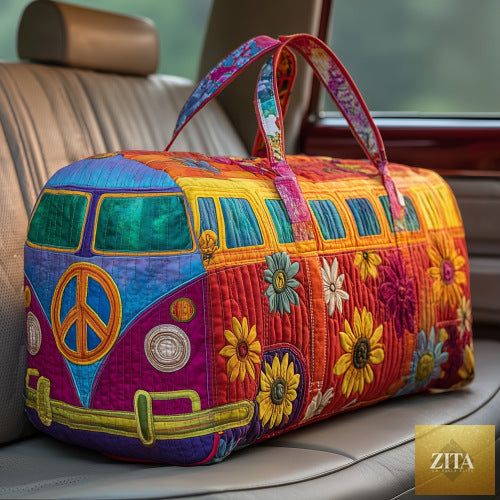 Quilted short-distance tote travel bag by Social Buzz eSIMs, multifunctional sports and fitness bag with embroidery design.