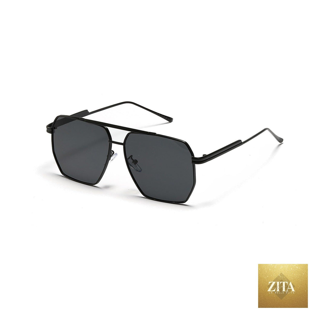 Large frame retro sunglasses by FitiqueFit with double beam design, UV400 protection, stylish eye wear for fashion-forward looks.