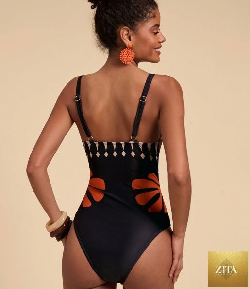 Zita La Belle Elite women's 2-piece swimsuit set with sleeveless top and wide-leg pants, stylish swimwear for beach or pool.