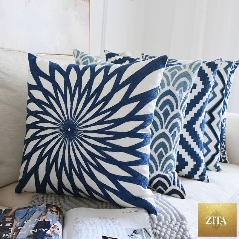 Decorative classical embroidered home pillow by My Store, featuring intricate embroidery and soft fabric, without the pillow core.
