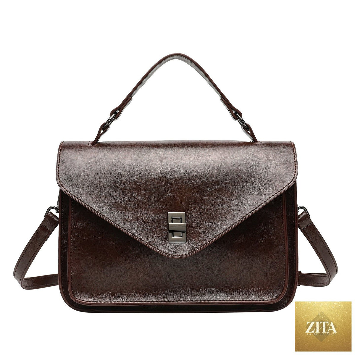 Elegant women’s oil-waxed leather vintage fashion accessory with a minimalist design, showcasing a stylish and timeless look.