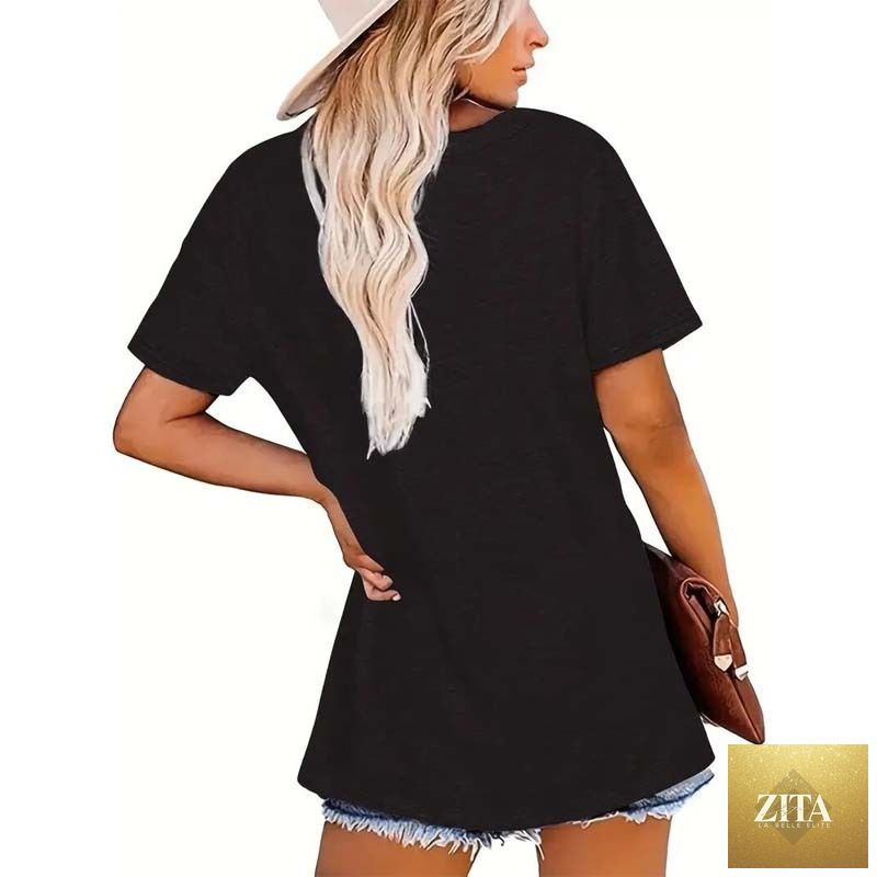 Zita La Belle Elite Sunrise Print round neck casual T-shirt with vibrant sunrise graphic on soft fabric.