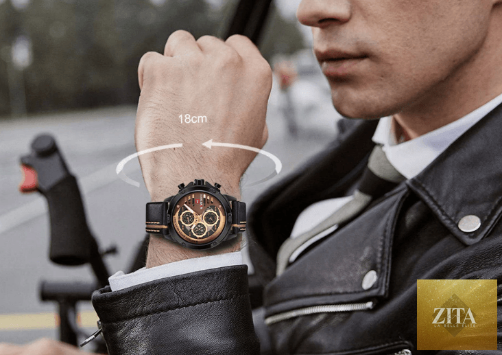 Men's Stevvex waterproof sports watch with chronometers and leather strap, featuring a multifunctional and unique design.
