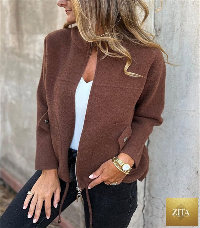 Women's professional blazer suit with lapel collar, shown in multiple colors, styled as a sleek, tailored jacket for office wear