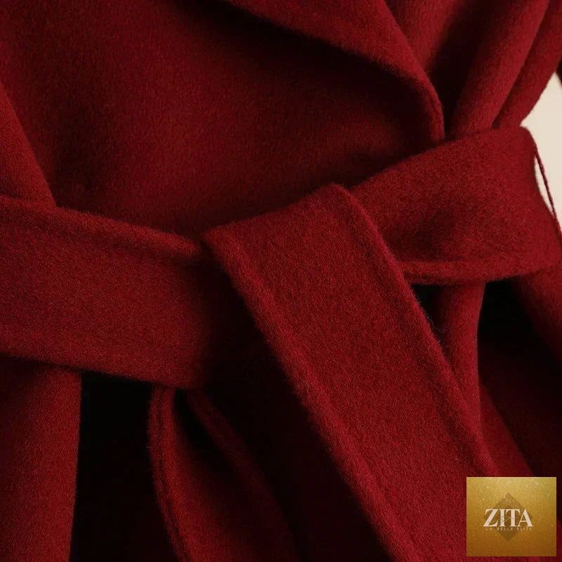 Korean wool coat for women by Zita La Belle Elite, elegant autumn and winter jacket with a stylish, warm design, perfect for cold weather.
