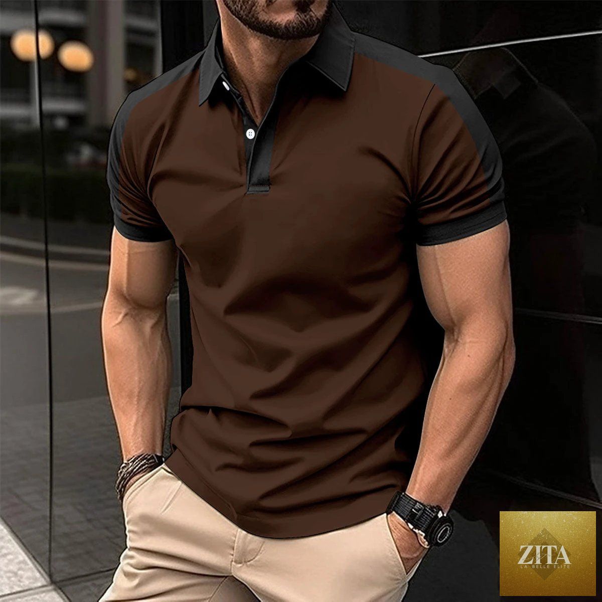 Men's casual summer polo shirt by MANDOTOS, short sleeve business shirt with a classic design and comfortable fit.