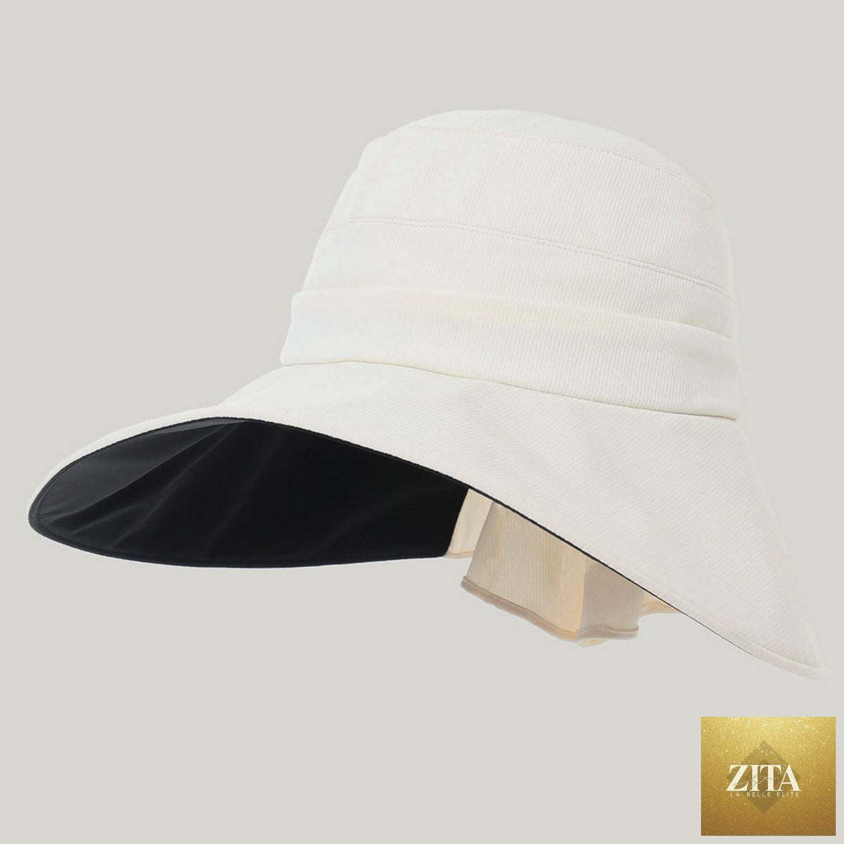 Women's wide-brim striped sun hat by Zita La Belle Elite, lightweight outdoor hat with UV protection and stylish design.