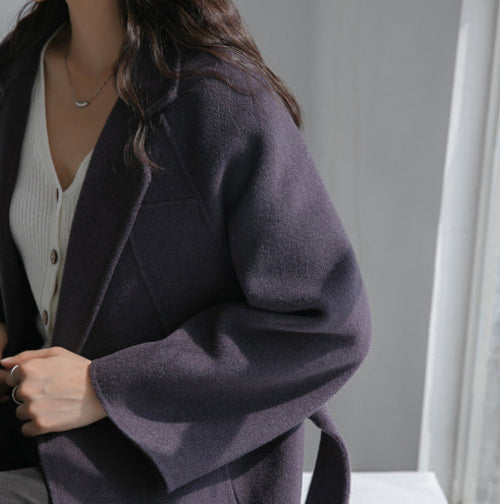 Autumn & Winter Temperament Korean Wool Coat for Women – Elegant & Carmine Juneberry