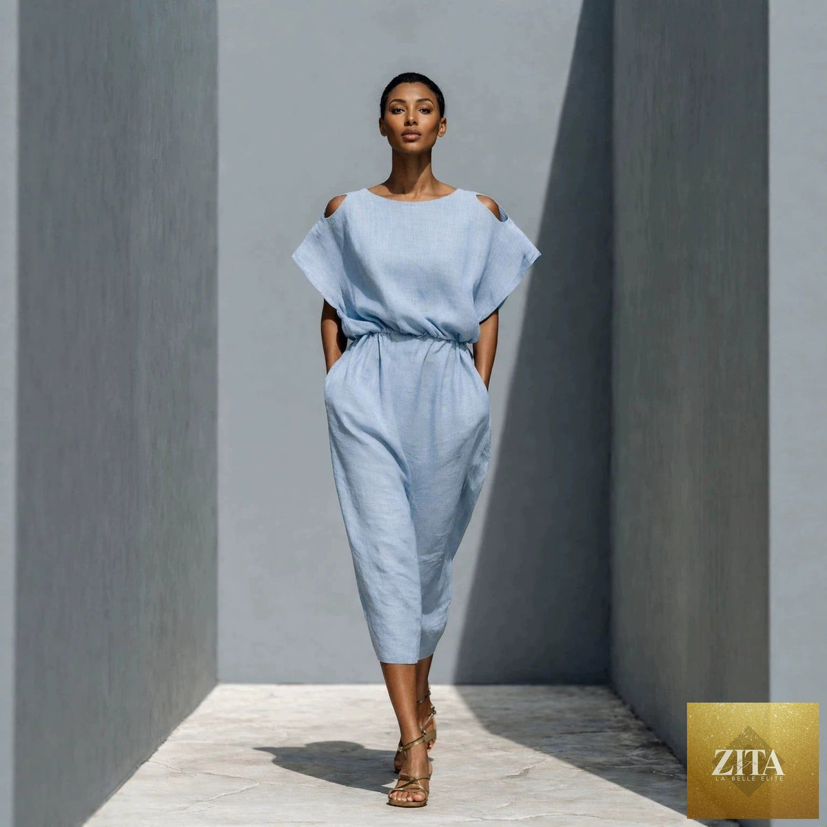 Women's FitiqueFit batwing sleeve off-shoulder maxi dress with elastic waist, flowing design, perfect for summer and special occasions