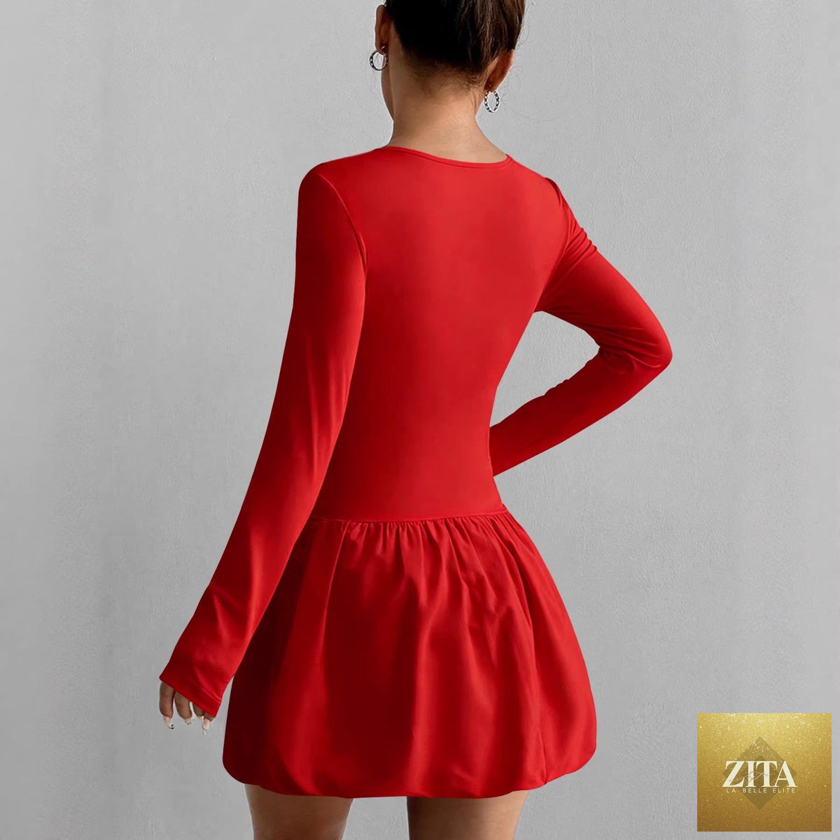 Women's solid color stretch casual dress by Zita La Belle Elite, featuring a relaxed fit and comfortable fabric.
