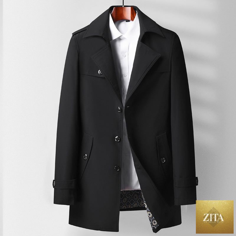 Mid-length fashionable trench coat with lapel collar, versatile casual style, suitable for young and middle-aged women, by Best YouTube Store.