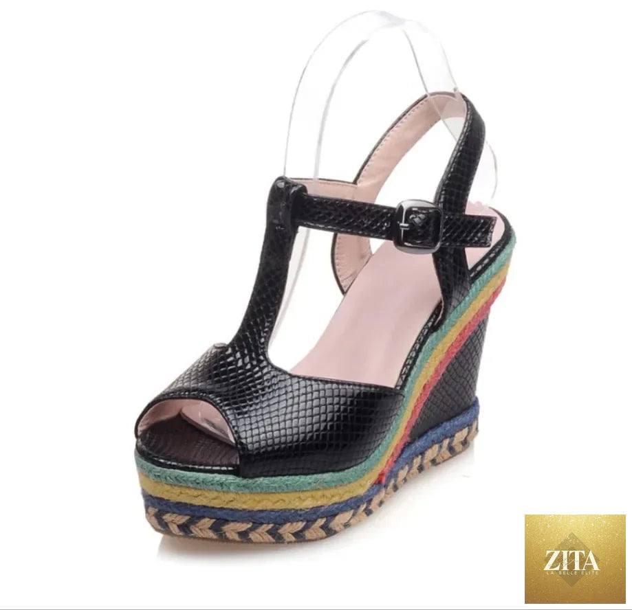 Thick-soled women's high heel wedge sandals by Trendy Attic Store01, featuring stylish design and comfortable ankle straps.