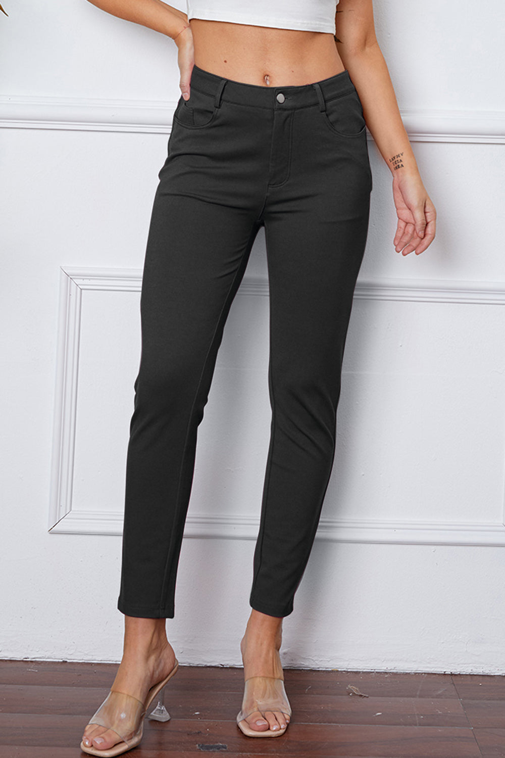 StretchyStitch Pants By Basic Bae Pocketed Opaque Stretch For Women All Day Comfort