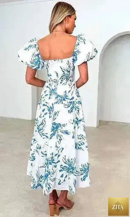 Femstylo women's puff sleeve maxi dress with a romantic, flowy silhouette and elegant design, perfect for stylish occasions.