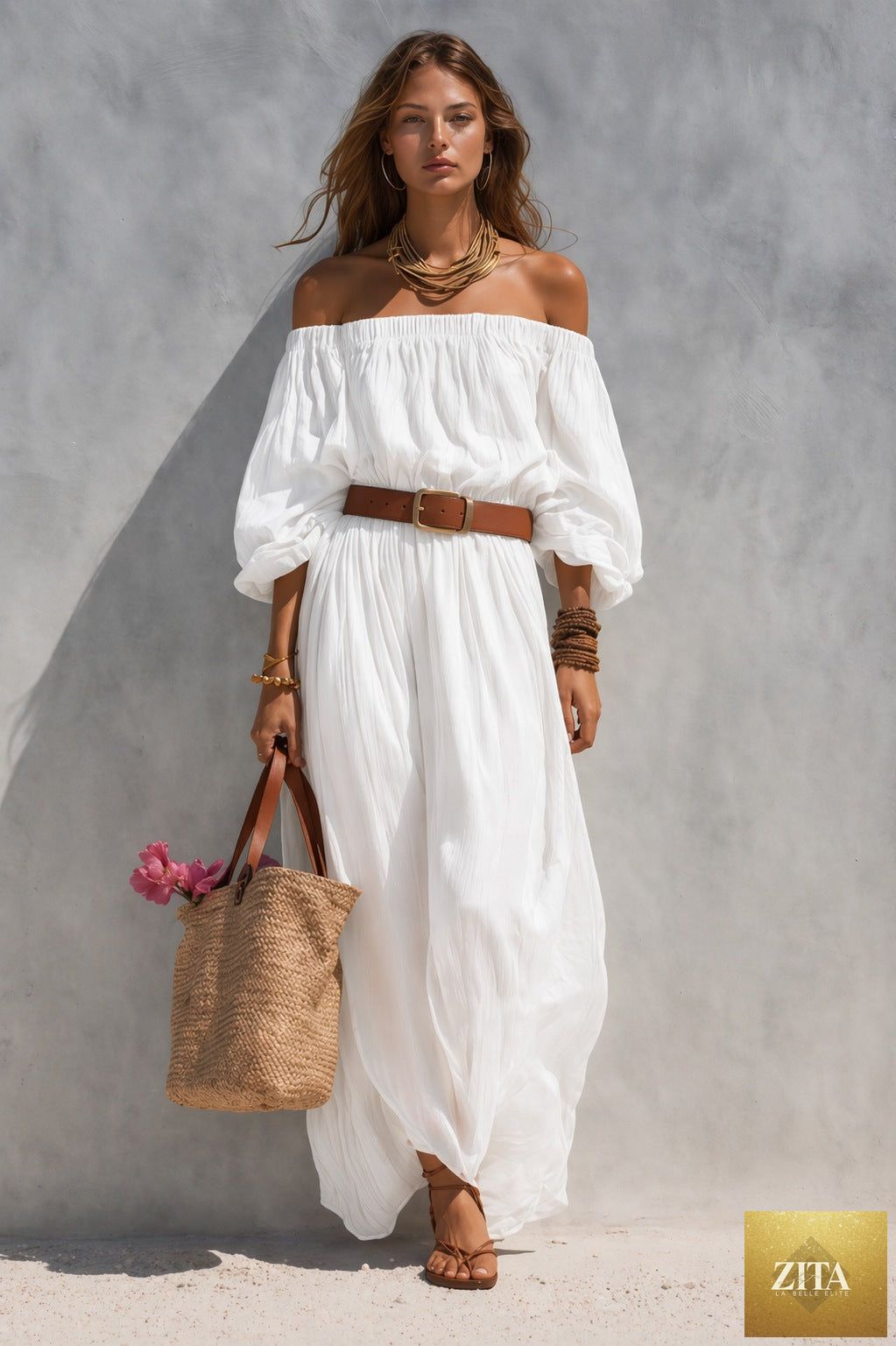 Women's boat-neck sleeveless cotton-linen maxi dress by FitiqueFit, featuring a relaxed fit and casual summer style.
