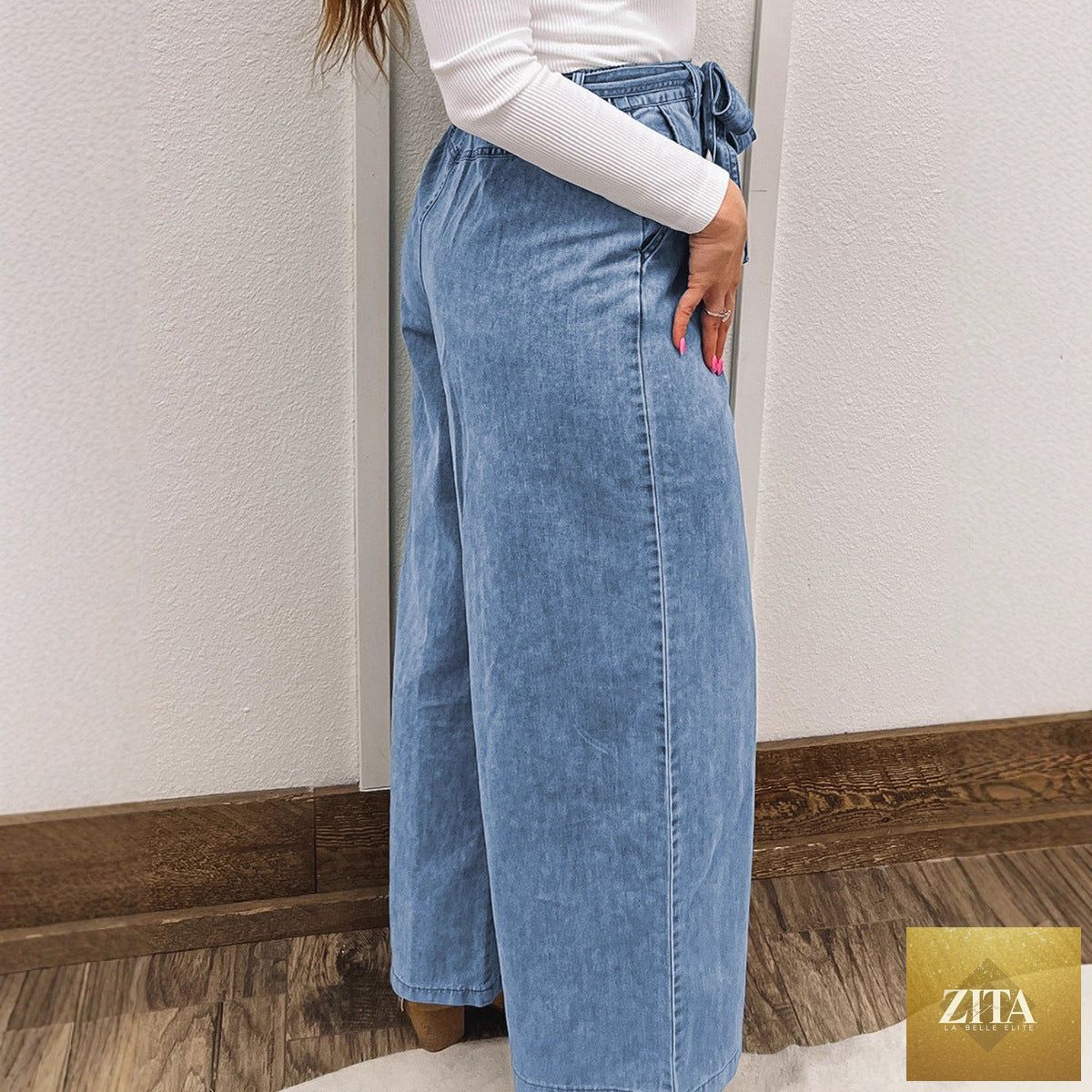 Multi-functional Denim Jeans With Bow Details, Designed Specifically For Women