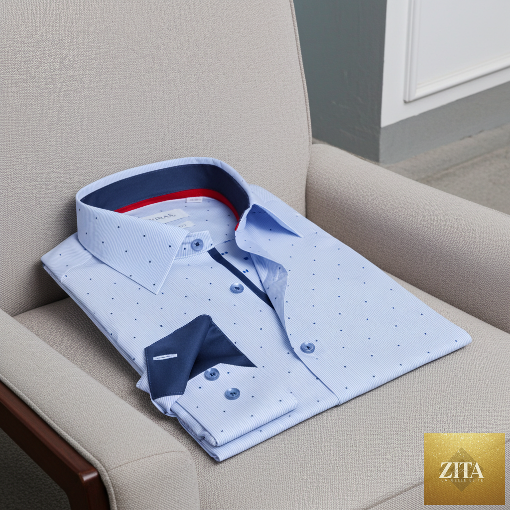 LEVINAS® navy stripe button-up shirt with contrast details, contemporary fit, ideal for casual or smart-casual wear.