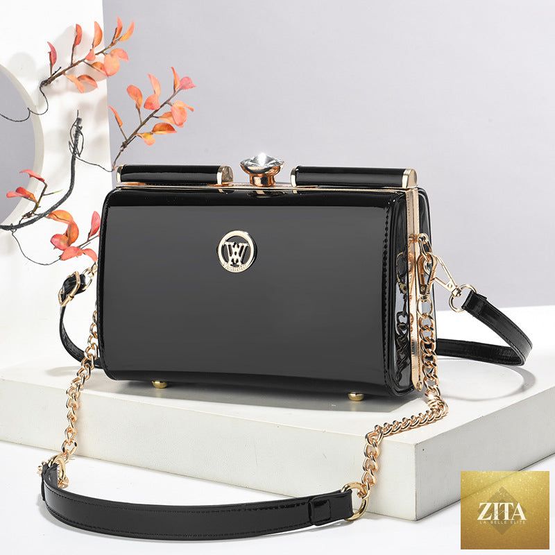 Diamond-quilted shoulder bag with premium textured finish from Social Buzz eSIMs, featuring a stylish, trendy design.