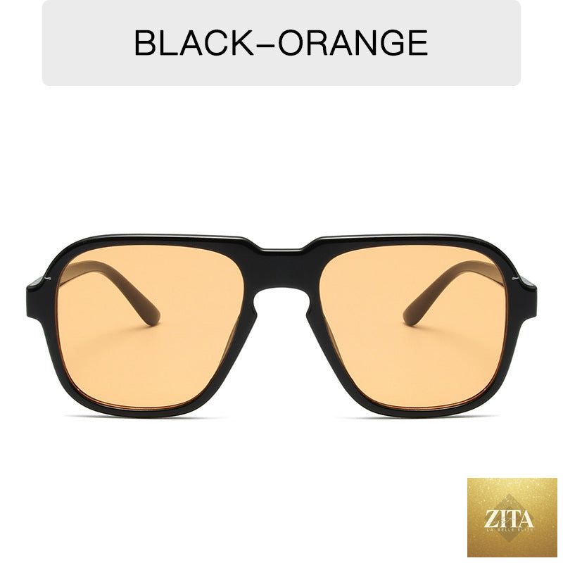 Vintage large rim sunglasses by FitiqueFit, stylish driving and fashion eyewear with oversized round frames and dark tinted lenses.
