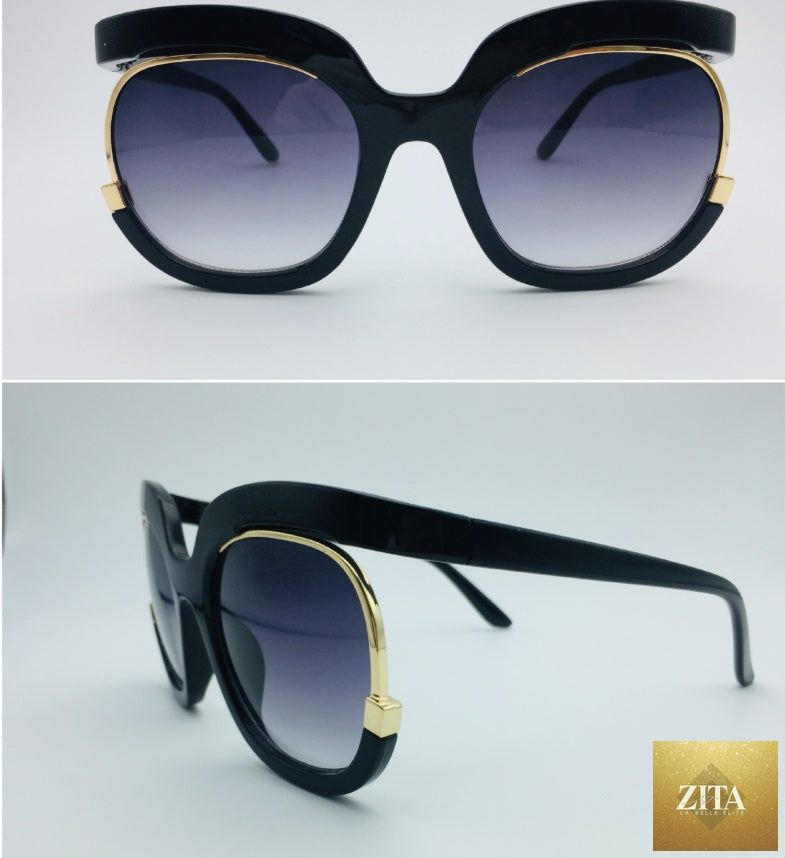 Cat Eye Half-Frame UV400 sunglasses for women by FitiqueFit, featuring stylish eyewear design and black lenses.