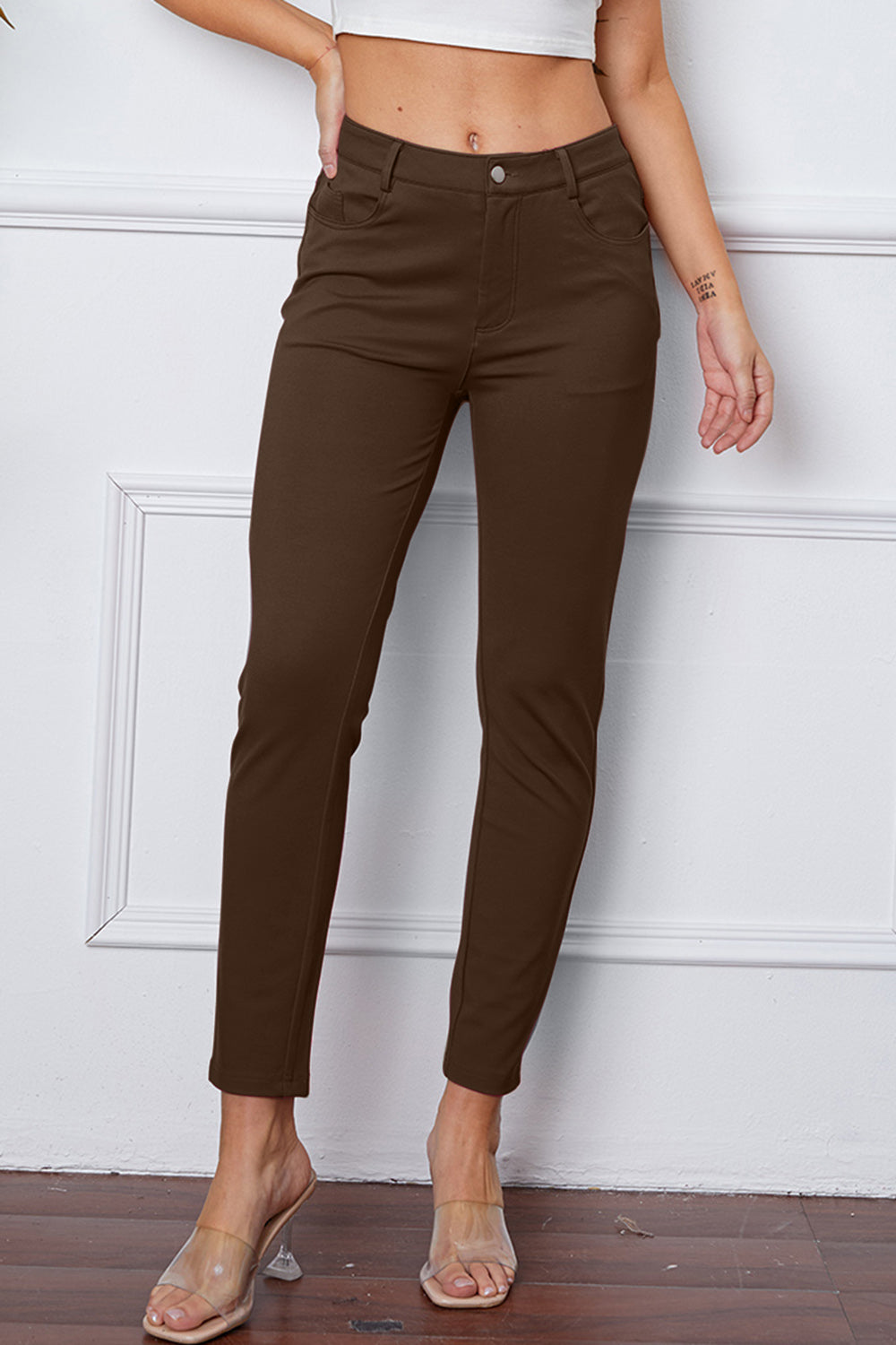 StretchyStitch Pants By Basic Bae Pocketed Opaque Stretch For Women All Day Comfort