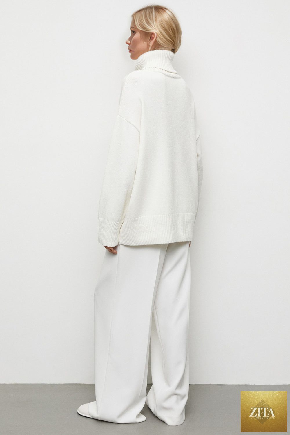 ShopBasicbae basic beige turtleneck sweater with dropped shoulder long sleeves, soft knit fabric, and relaxed fit.