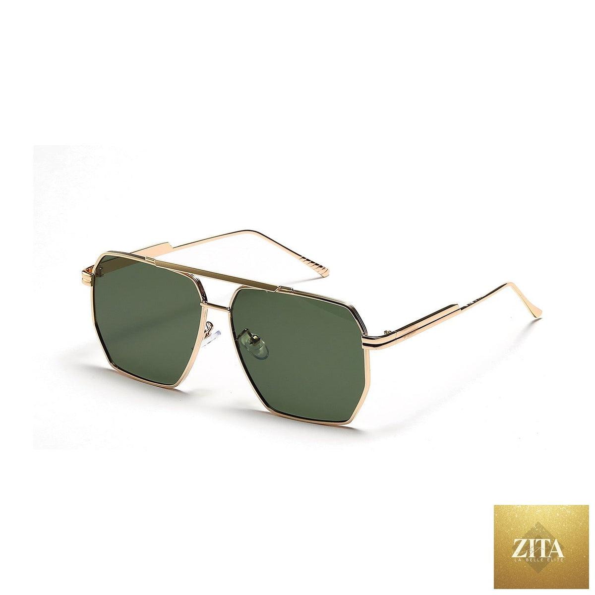 FitiqueFit Double Beam Large Frame sunglasses with retro design, UV400 protection, featuring bold black frames and tinted lenses.