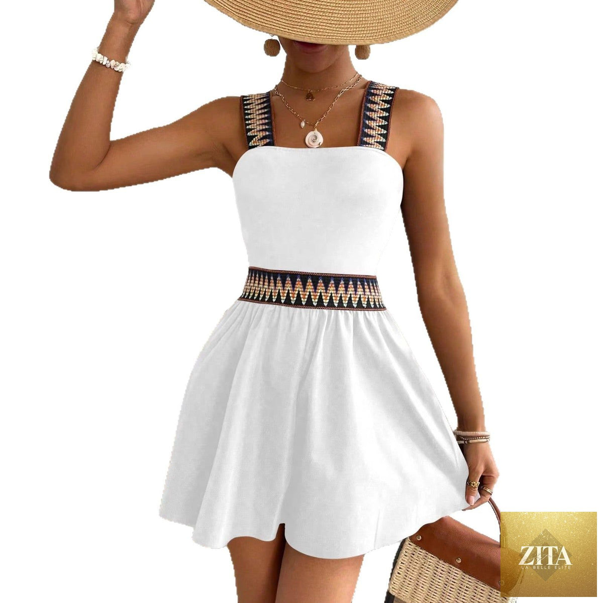 Women's sleeveless wide-leg jumpsuit with cinched waist by Zita La Belle Elite, perfect for resort-style casualwear.