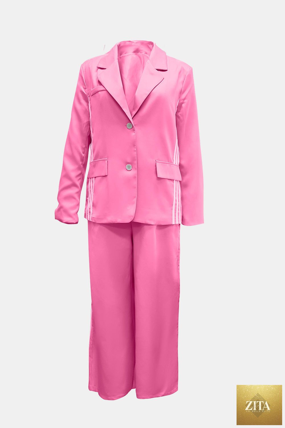 Wild and Free Boutique side striped long sleeve blazer and matching pants set, stylish and comfortable bottoms for modern fashion.