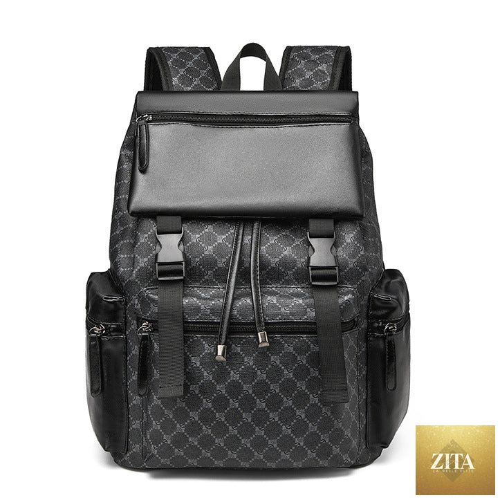 Men's large-capacity travel backpack by Social Buzz eSIMs, featuring multiple compartments and padded shoulder straps for comfort.