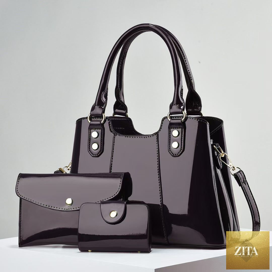 Large three-piece set of social buzz eSIMs mother-and-child crossbody bags in various sizes, featuring stylish design and spacious compartments.