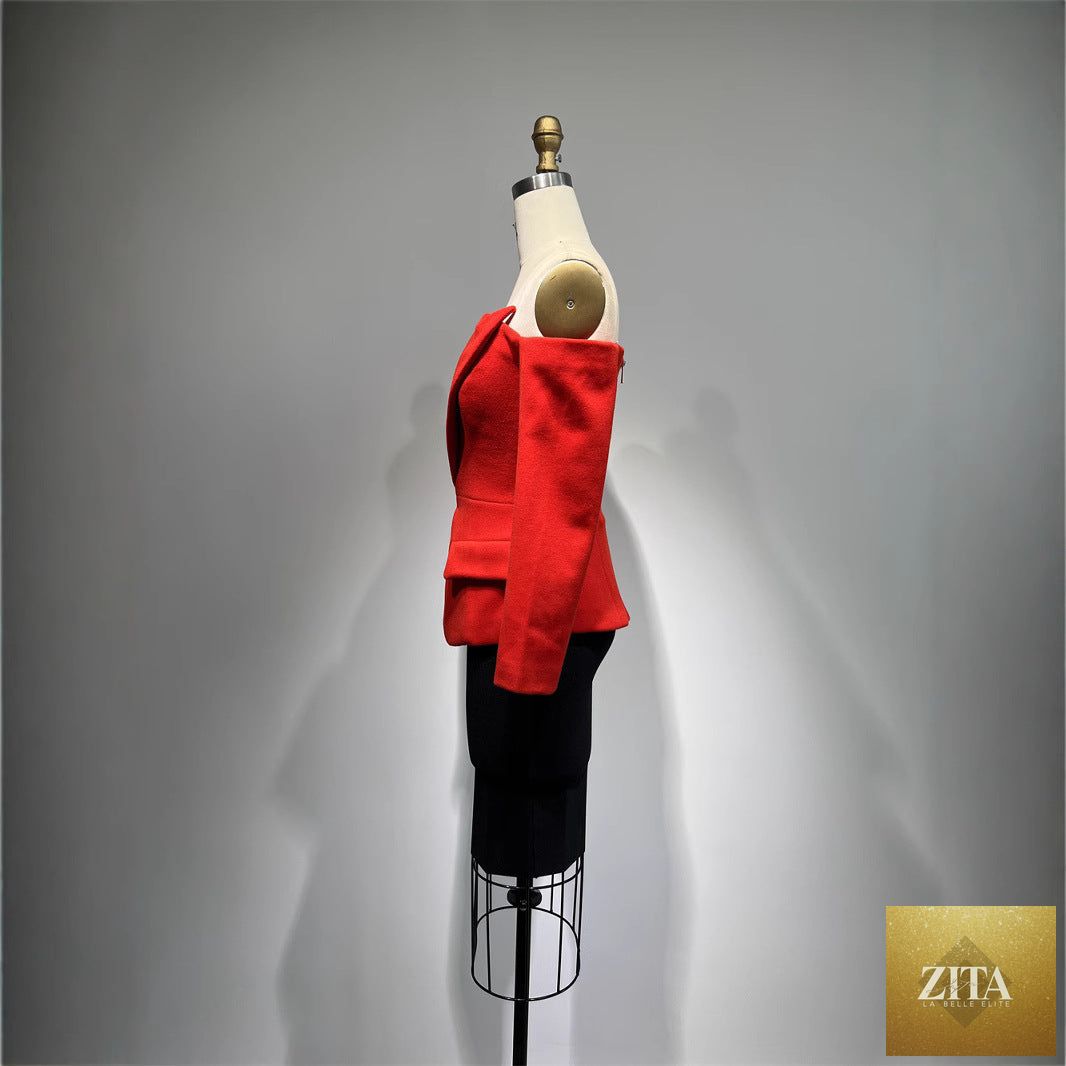 Zita La Belle Elite casual loose top and tight skirt 2-piece outfit, shown in a stylish and relaxed ensemble.