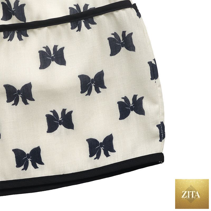 Casual summer dress by FitiqueFit featuring shoulder strap bow decoration and bow print, perfect for elegant warm-weather wear.